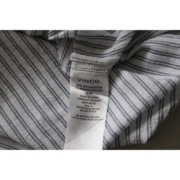Vince Women's Size Small White Blue Relaxed-Fit Blouse Striped Button Down Shirt - Picture 4 of 6
